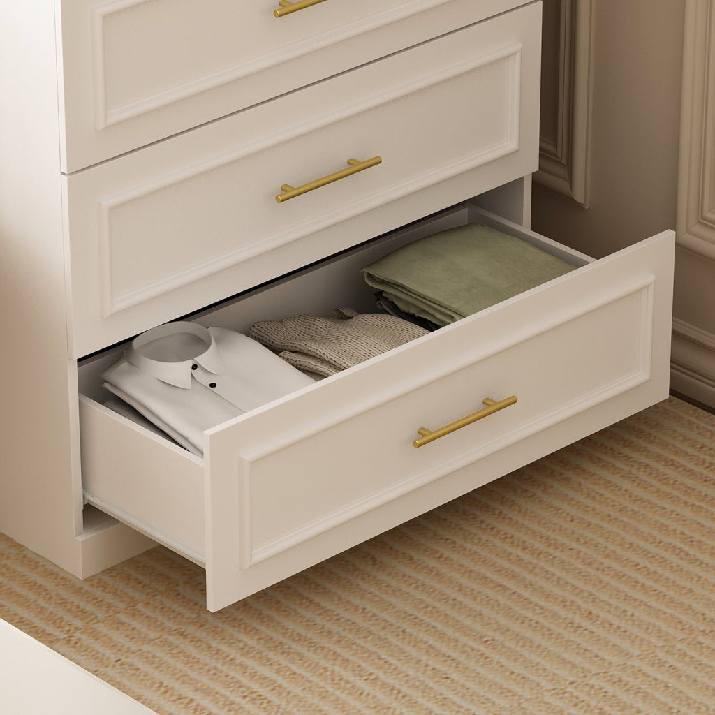 OxyLife 2 Door Wardrobe Armoire, White Closet Storage Organizer with Drawers and Shelves