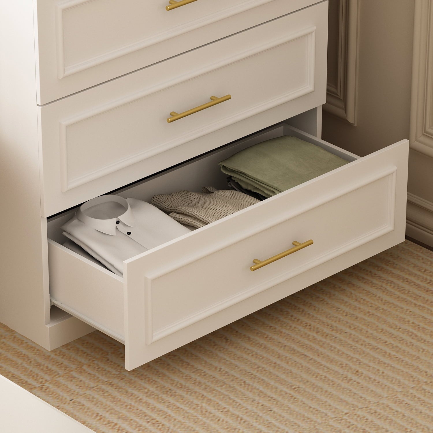 OxyLife 2 Door Wardrobe Armoire, White Closet Storage Organizer with Drawers and Shelves