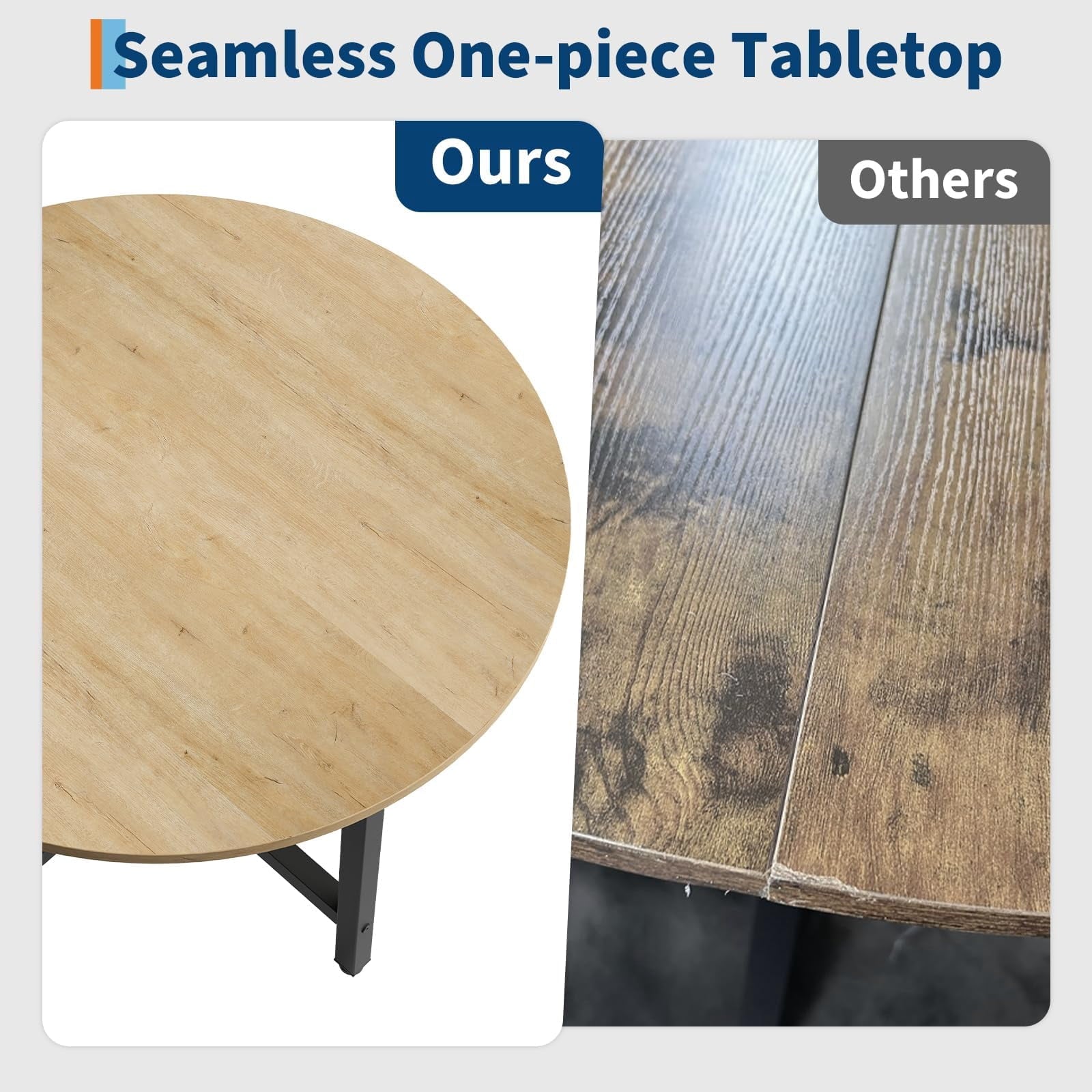 31.5 Round Dining Table for 4 People, Modern Wood Circle Kitchen Table with Sturdy Industrial Metal Frame, Small Space Saving Dining Room Table for Apartment & Breakfast Nook, (No Chairs), Walnut