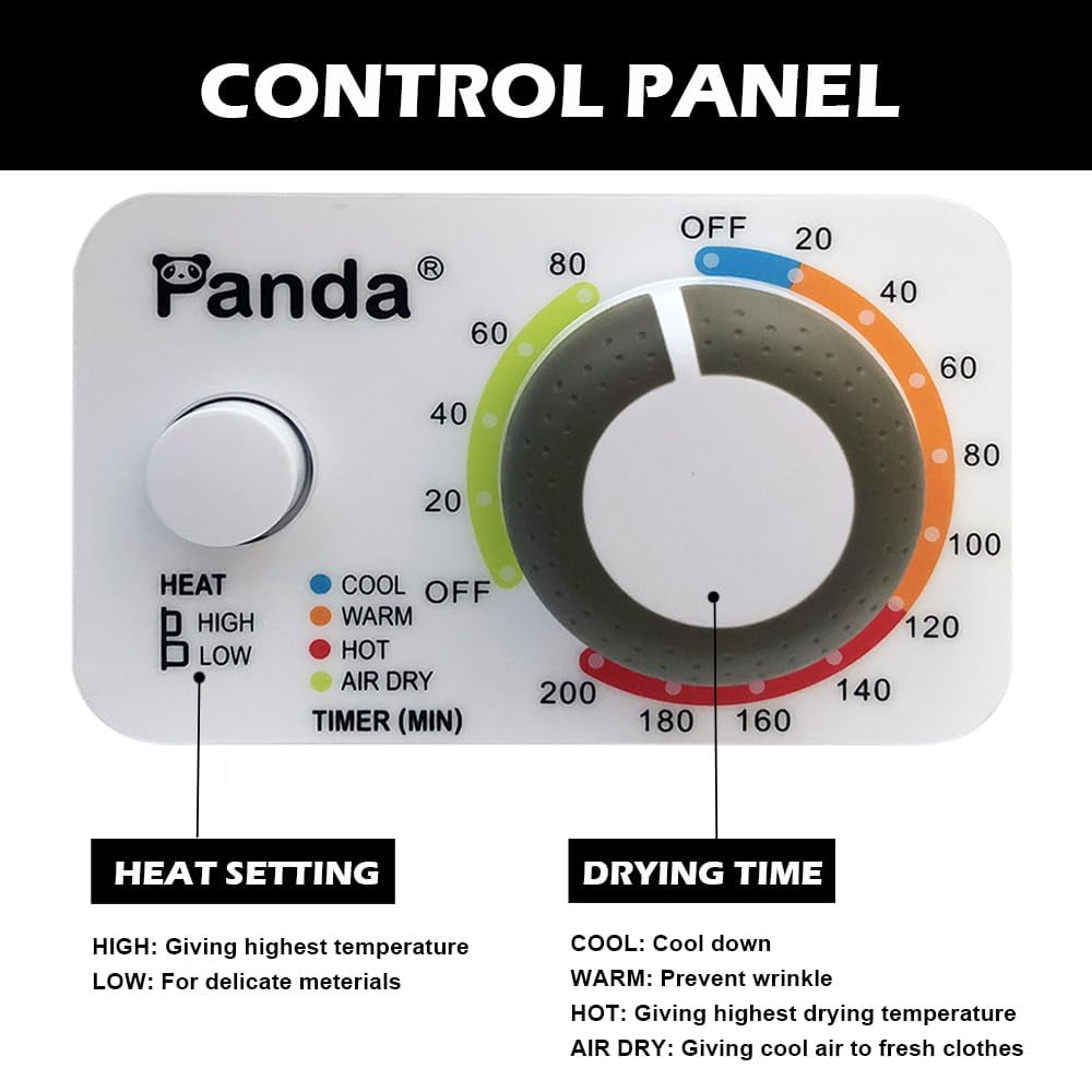 Panda Small Mini Compact Dryer 110V Stainless Steel Drum 1.50cu.ft
