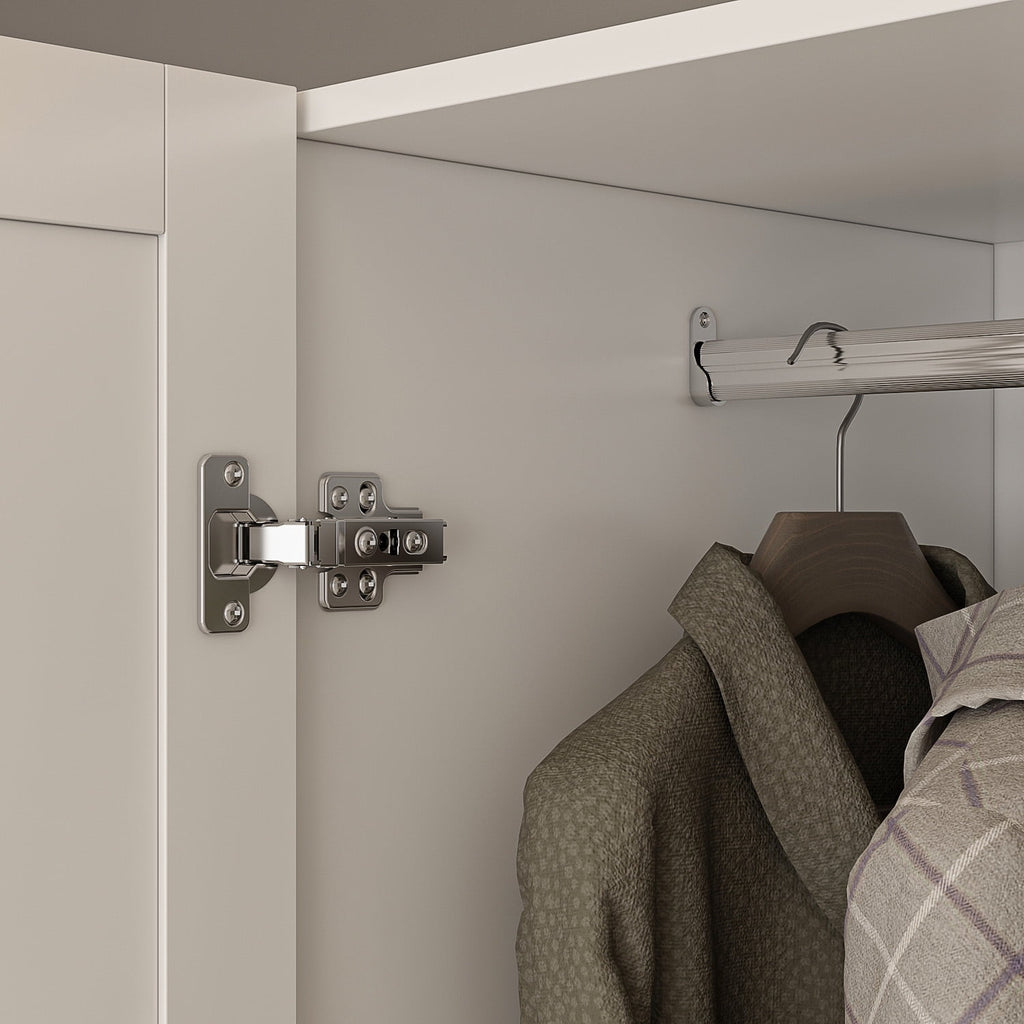 OxyLife 2 Door Wardrobe Armoire, White Closet Storage Organizer with Drawers and Shelves