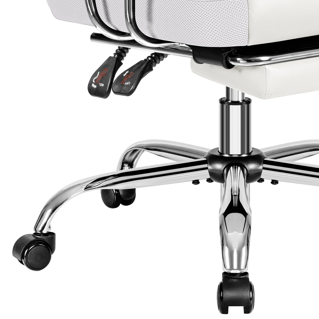COOLHUT Big and Tall Office Chair 500LBS Wide Seat Ergonomic Computer Desk Chair, PU Leather Executive Office Chair with Footrest, Adjustable Task Chair Lumbar Back Support 8 Hour, Black