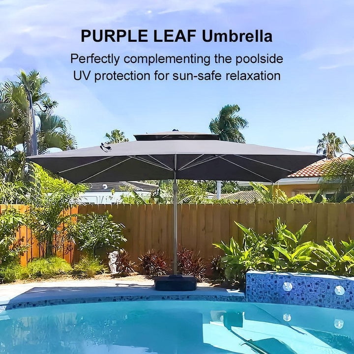PURPLE LEAF Cantilever Umbrellas 12FT Square Large Patio Umbrella Offset Umbrella with 360°Rotation Tilting And Hanging Double Top, Grey