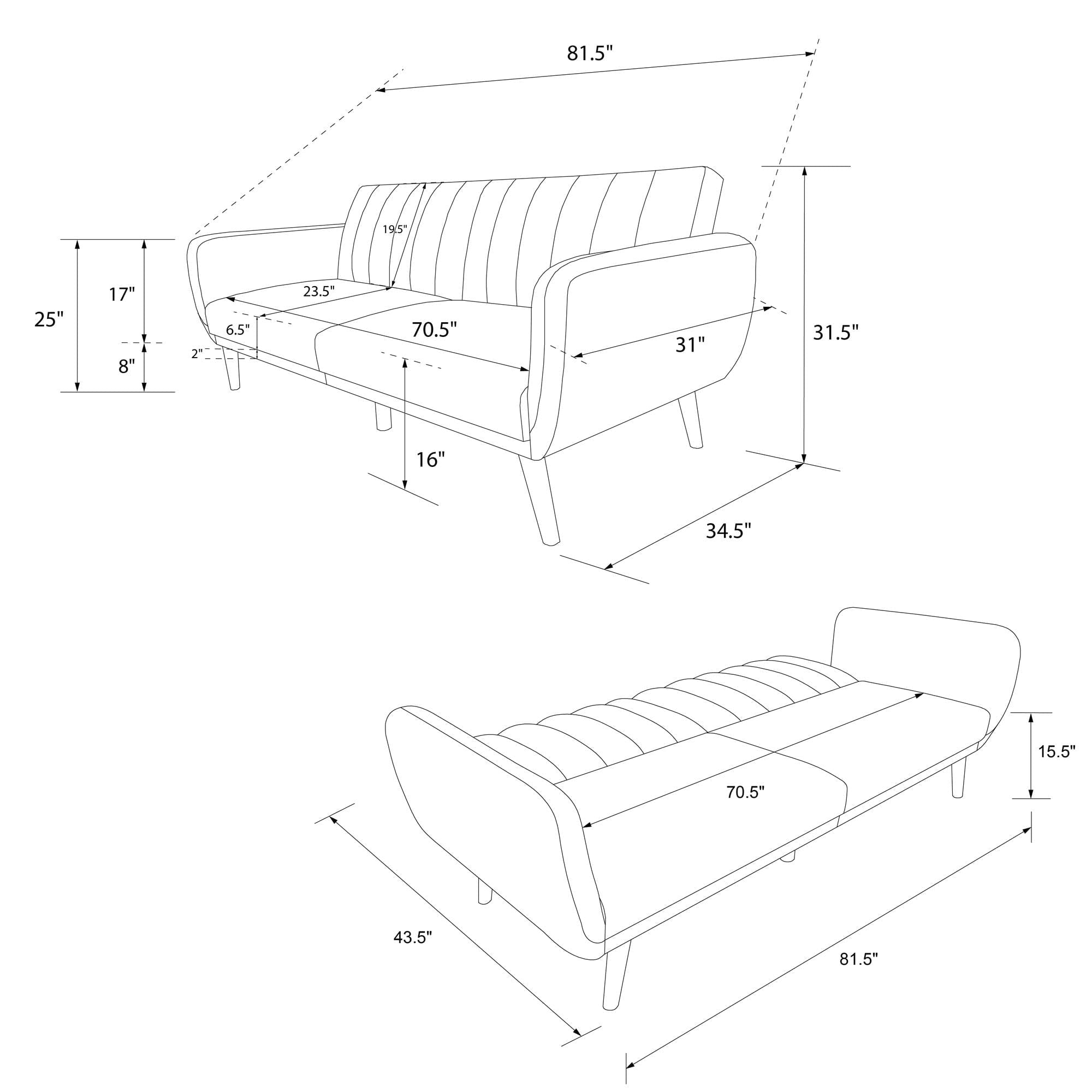 Novogratz Brittany Futon, Blue Linen