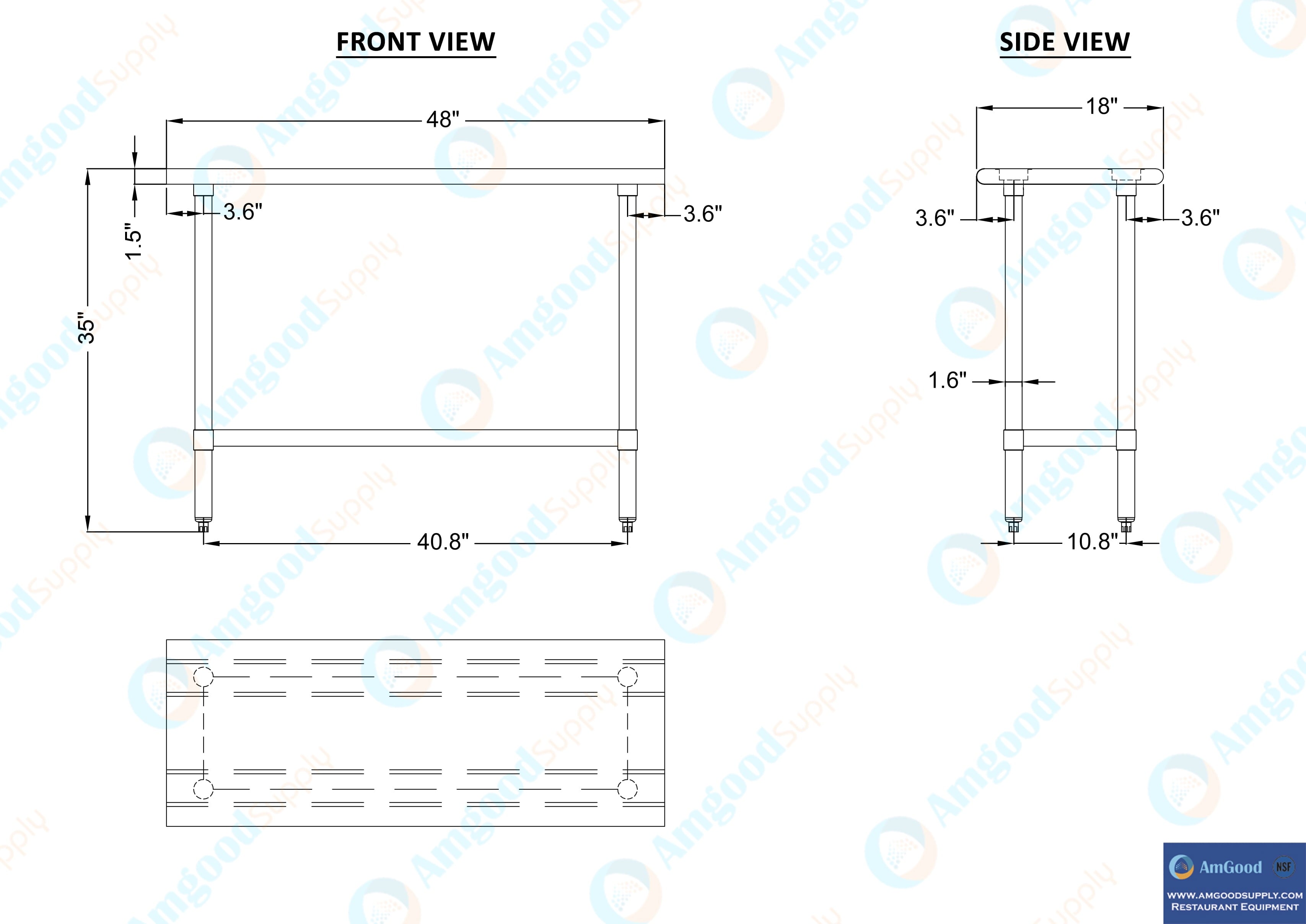 18 x 48 Stainless Steel Work Table with Undershelf Food Prep NSF Utility Work Station