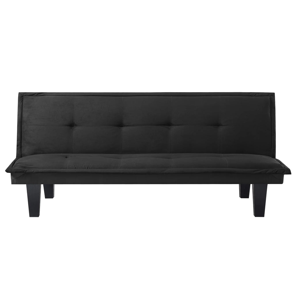 Modern Faux Suede Convertible Futon Sofa Bed,Upholstered Futon Couch with 3 Adjustable Backrest Angles,Suitable for Apartment,Living Room,Small Space,Black