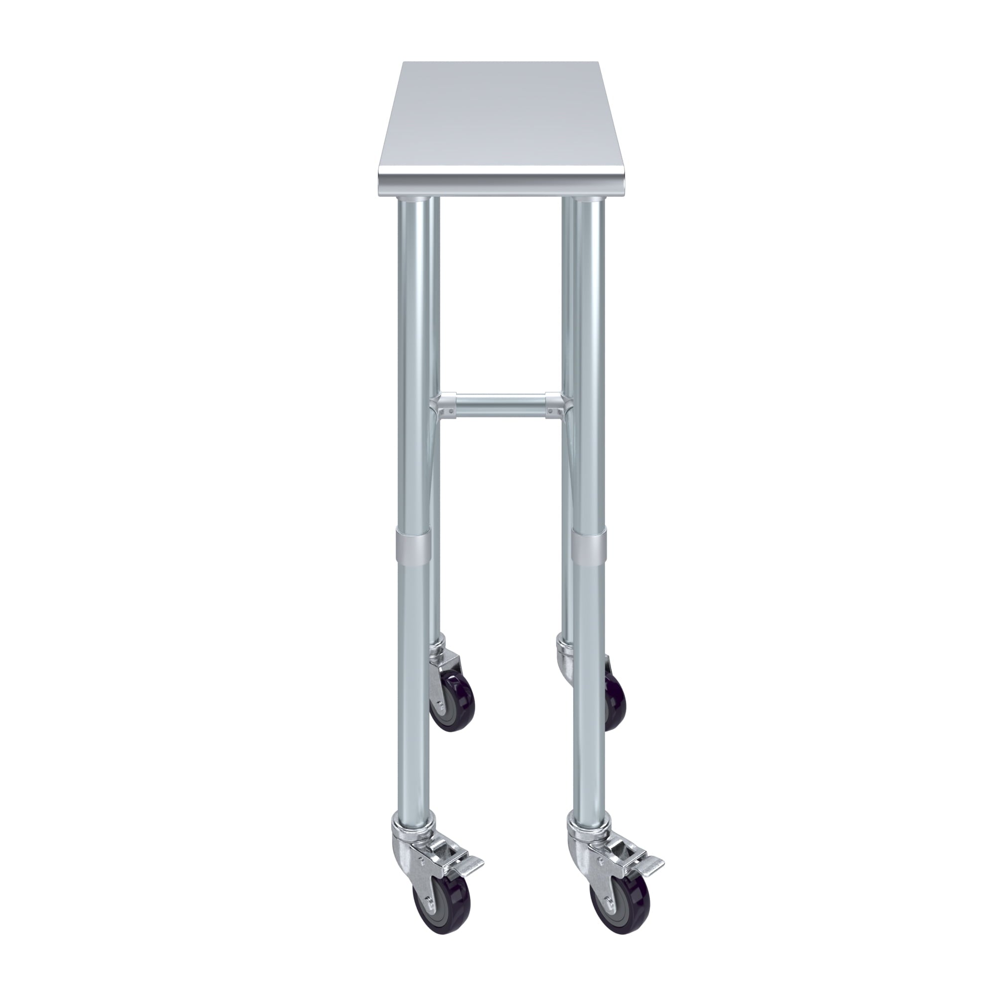 AmGood 36 Long x 30 Deep Stainless-Steel Work Table with Open Base and Wheels, Mobile Metal Table