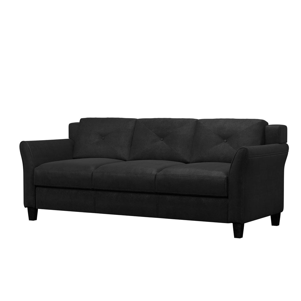 Lifestyle Solutions Taryn Curved Arms Sofa, Black Fabric