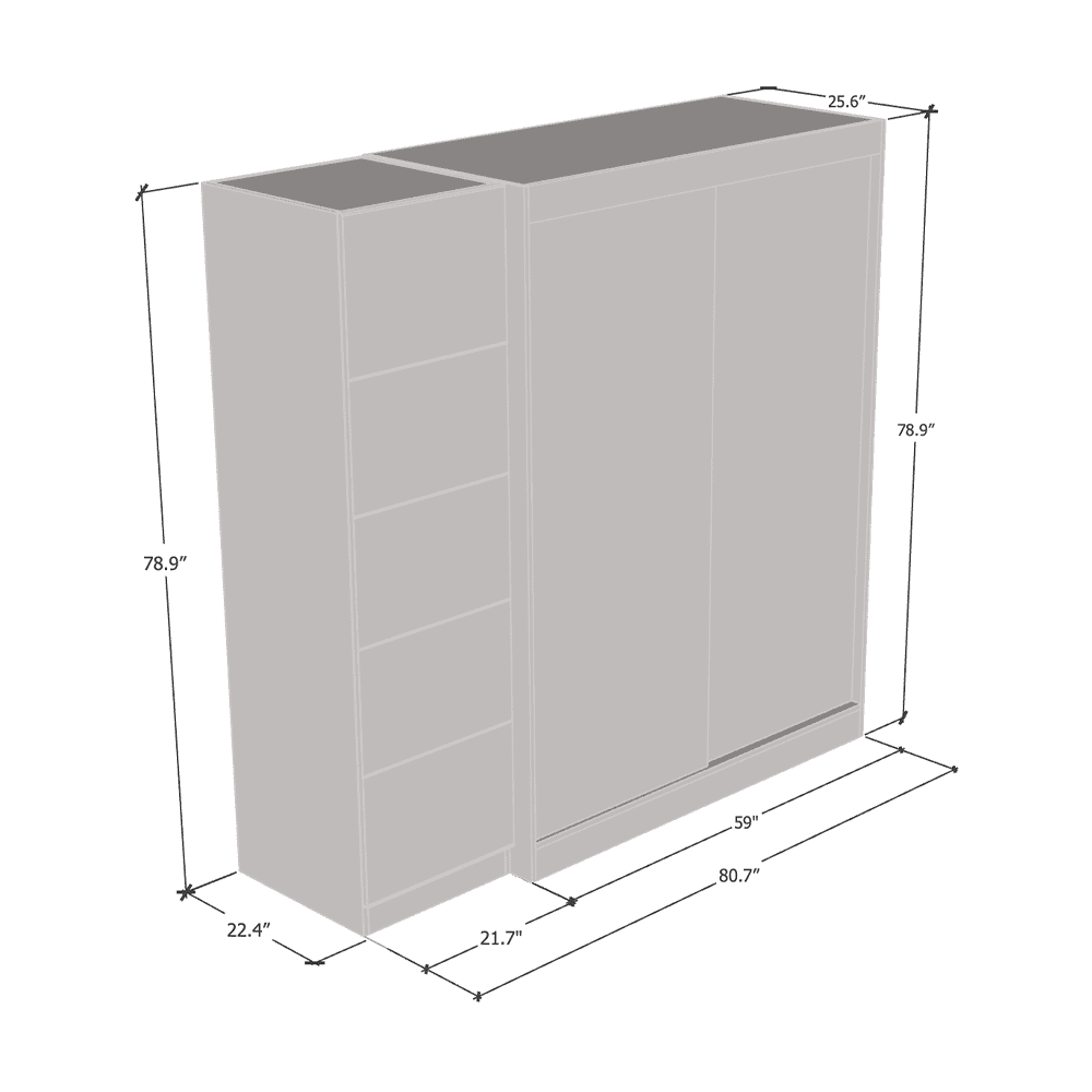 Aria 2D-EX Wardrobe with 1 Mirror