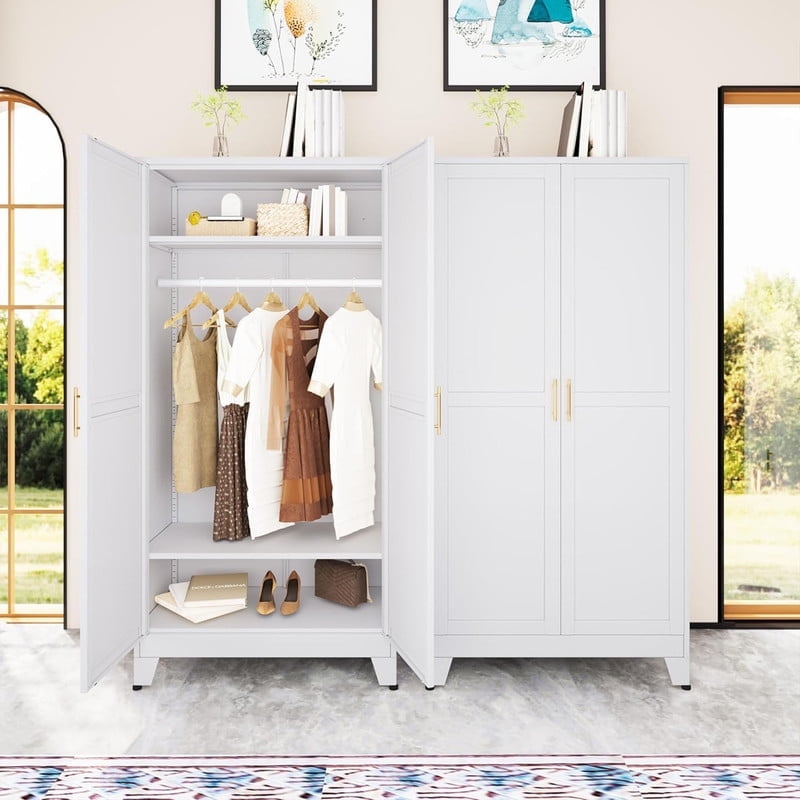 ERO 70.9H Steel Armoire and Wardrobe Storage Closet with Hanging Rod and Adjustable Shelves