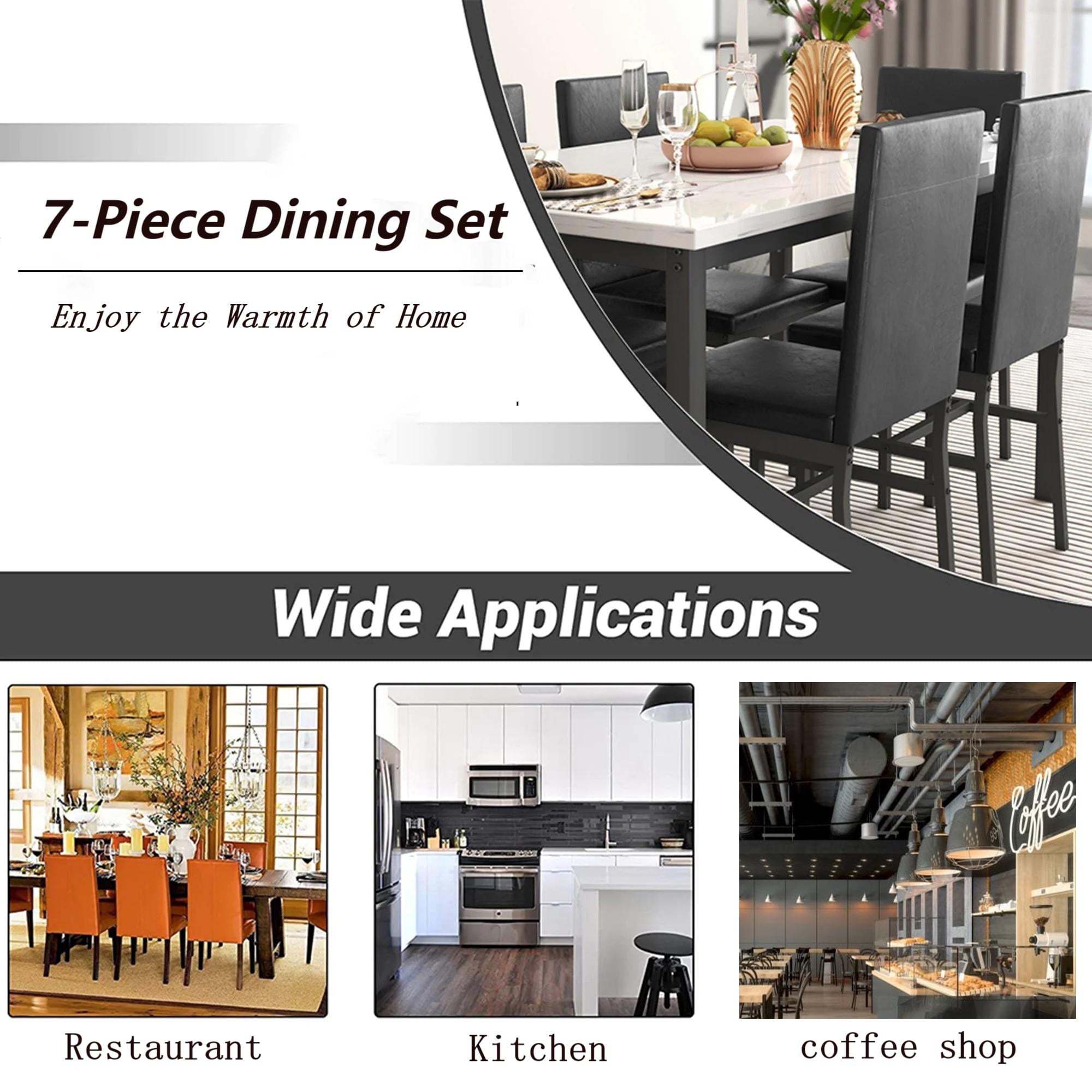 SYNGAR 5 Piece Dining Set, Modern Dining Table and Chairs Set for 4, Kitchen Dining Table Set with Faux Marble Tabletop & 4 Upholstered Chairs, for Small Space, Breakfast Nook, D9224
