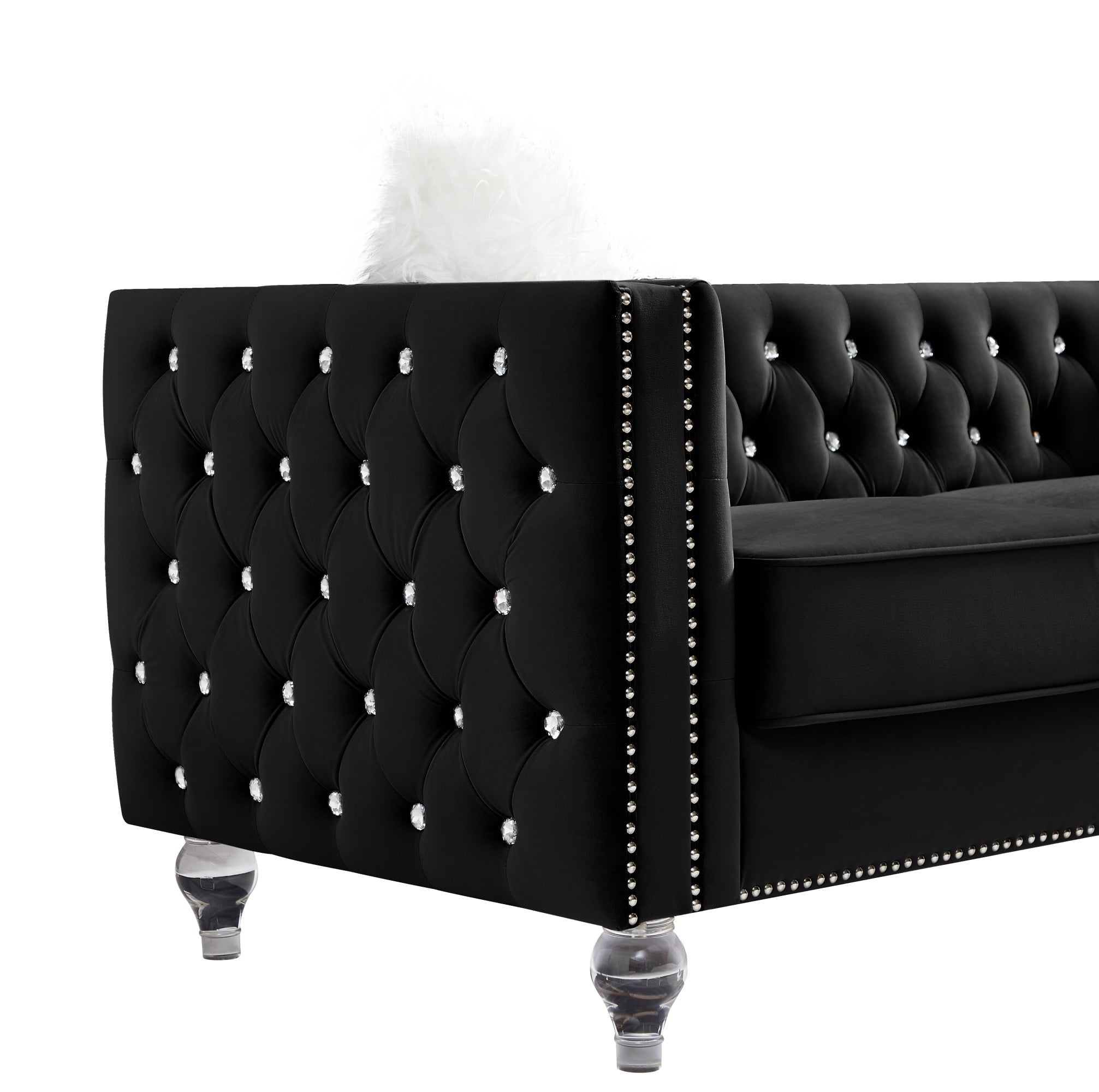 Gewnee 86.6 Modern Sofa Couch,Teddy Velvet 3 Seaters Comfy Couch with Deep Seat for Living Room,2 Pillows,Beige