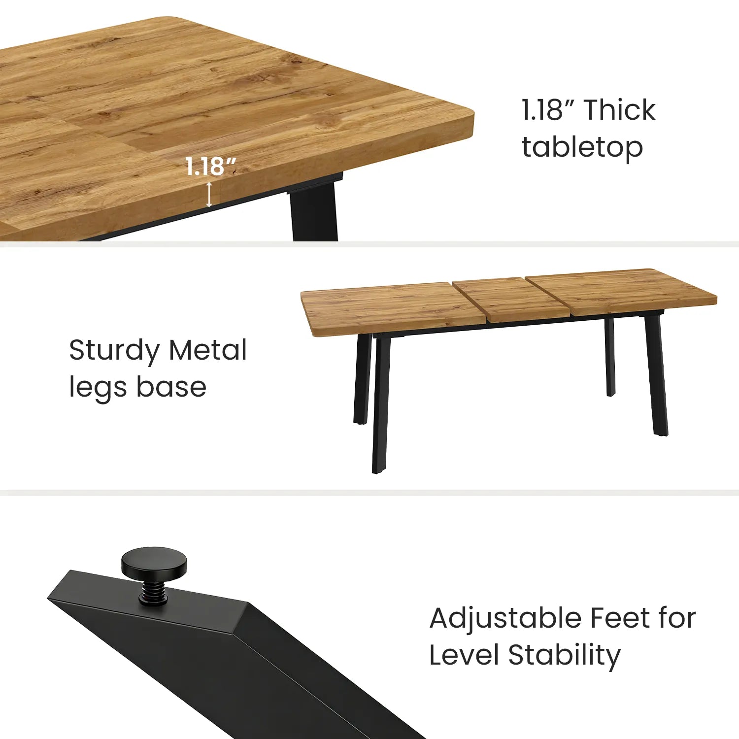 63.2-78.2 Extendable Dining Room Table,Modern MDF Dining Table Set for 4-8,Space Saving Dining Room Table Compact for Living Room, Apartment