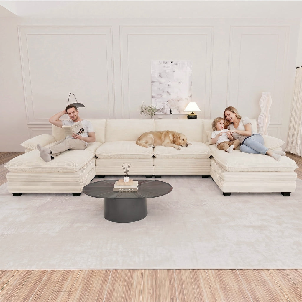 Muumblus 80.5 Corduroy Loveseat Sofa, Oversized Upholstered 2-Seater Fluffy Cloud Sleeper Couch for Living Room/Apt, Pink