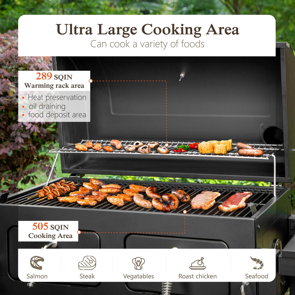 Alpha Joy 34-inch BBQ Charcoal Grill Outdoor Portable Barbecue Grill