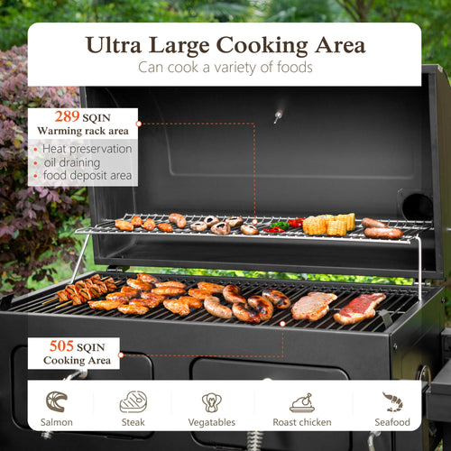 Alpha Joy 34-inch BBQ Charcoal Grill Outdoor Portable Barbecue Grill