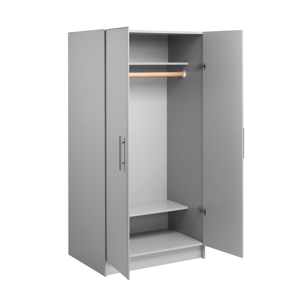 Prepac Armoir, Elite 32W x 35H x 20D White Wardrobe Closet & Cabinet - Functional Clothes Storage with Hanging Rail, Armoire Wardrobe - WEW-3264