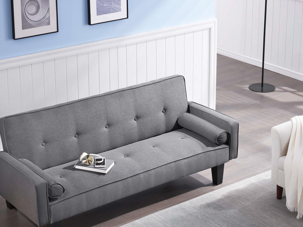 Bianlte 72 Futon Sofa Bed,Upholstered Folding Futon Sofa Couch,Modern Sofa Twin Size Futon Bed with Removable Armrests for Compact Living Space,Apartment,Gray03