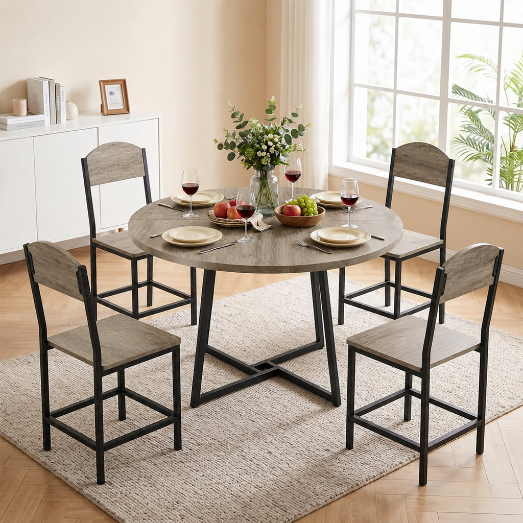 Gasee Dining Table, 43 Round Dining Table, Solid Wood Thickened Table Top Kitchen Dining Table,Dining Table for Dining Room, Home(Only Table),Rustic Brown