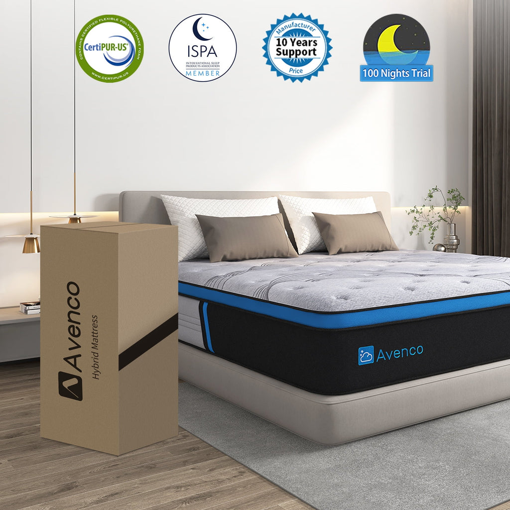 Avenco Original 10 inch Adult Innerspring and Gel Memory Foam Hybrid Mattress, Queen Size