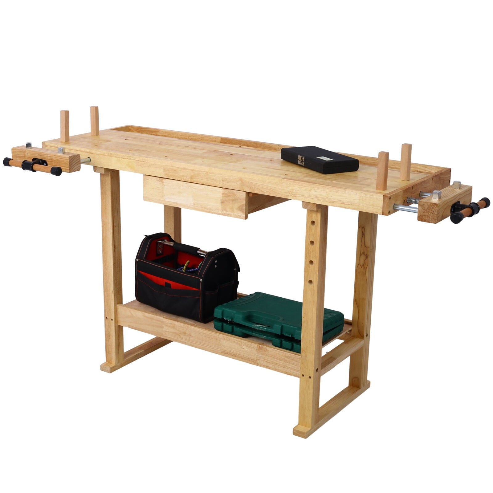 55-Inch Wood Workbench - Wooden Workbench for Garage Workshop and Home,