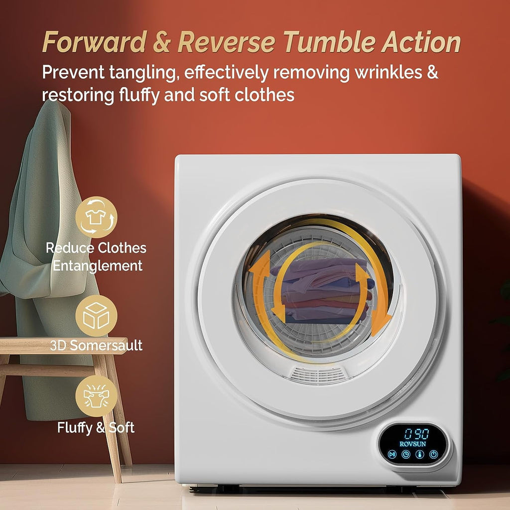 VINGLI Portable Clothes Dryer 10 lbs 110V White Electric Dryer Tumble