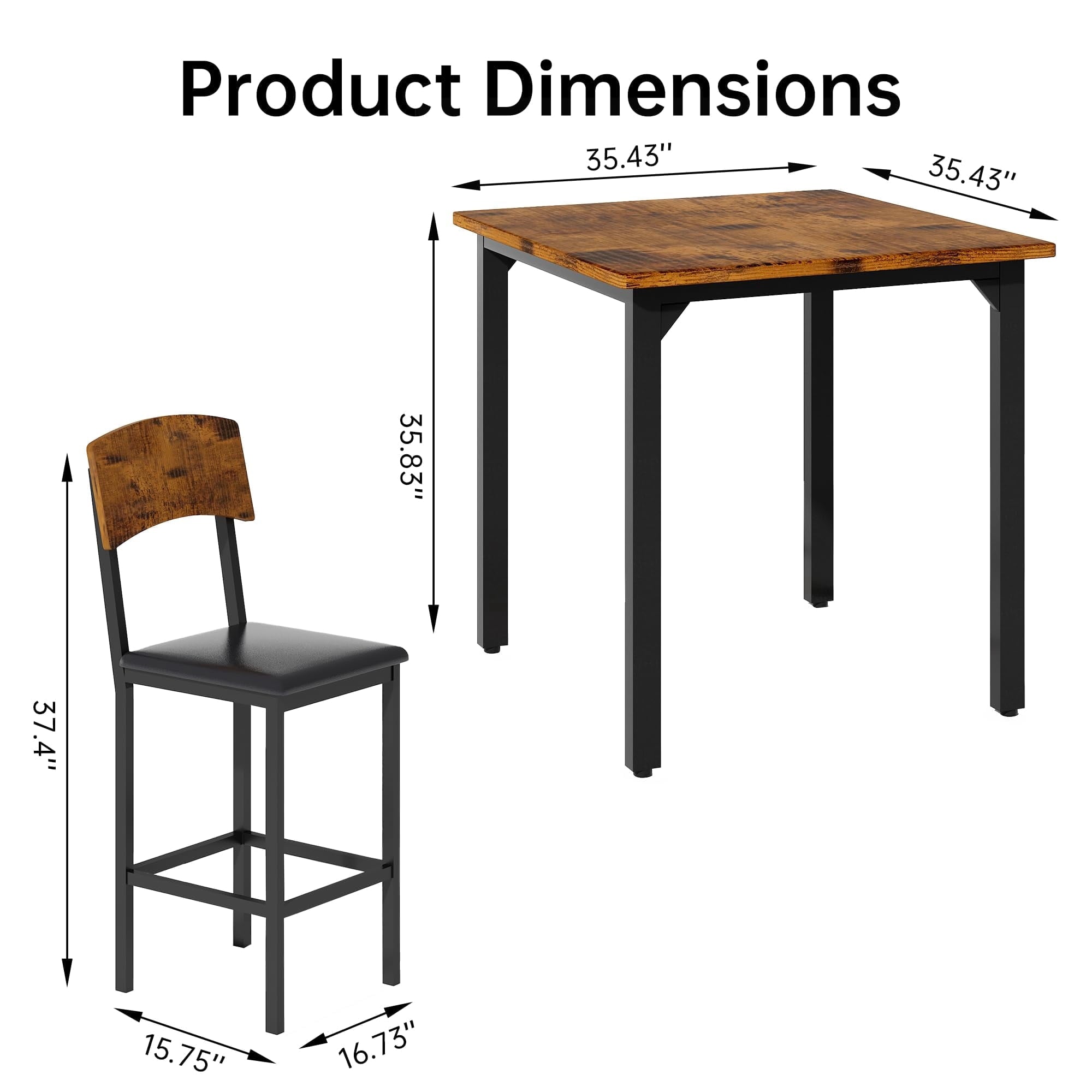 MIERES 5 Piece Dining Table Set High Top Dining Table Set for 4 Counter Height Small Kitchen Table With 4 Velvet Upholstered Chairs, Wood Small Dining Set for Bar Dining Room Breakfast