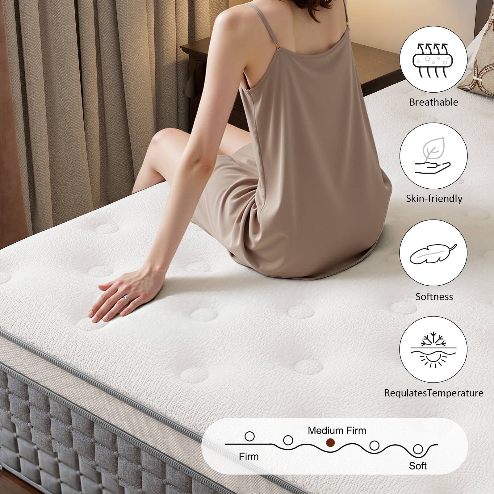GREOO Queen Size Mattress in a Box 12 Hybrid Cooling Gel Memory Foam with Individually Pocket Coils Firm Pressure Relief CertiPUR-US