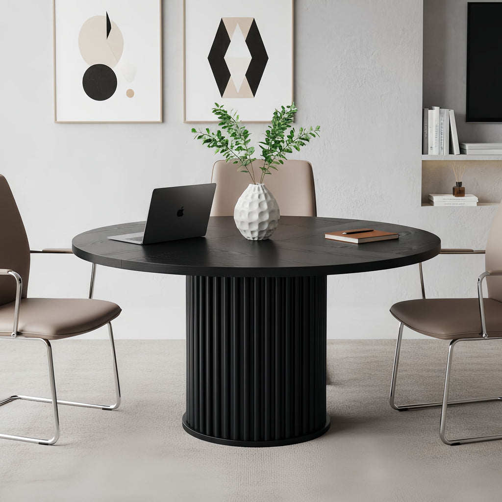 Modern Faux Marble Dining Table, 63 Rectangular 4-6 Seater Wood Table with Sturdy Base, Kitchen Living Room Dinner Table