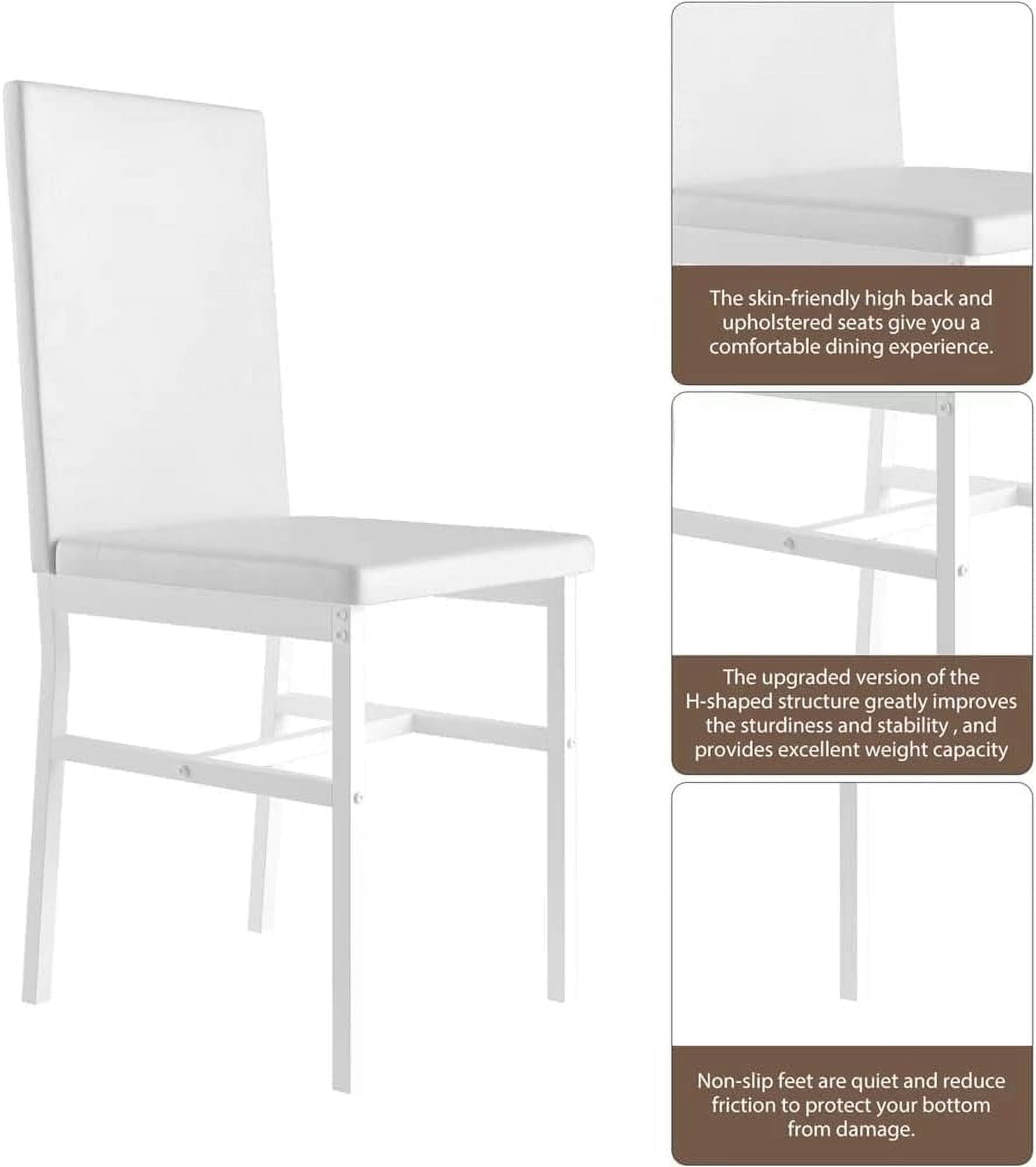 MIERES 5 Piece Dinning Table Sets for 4, Marble Kitchen Table and Chairs for 4,Dining Room Table Set with PU Leather Chairs,Faux Marble Dining Set for Small Spaces,Living Room,White+Brown