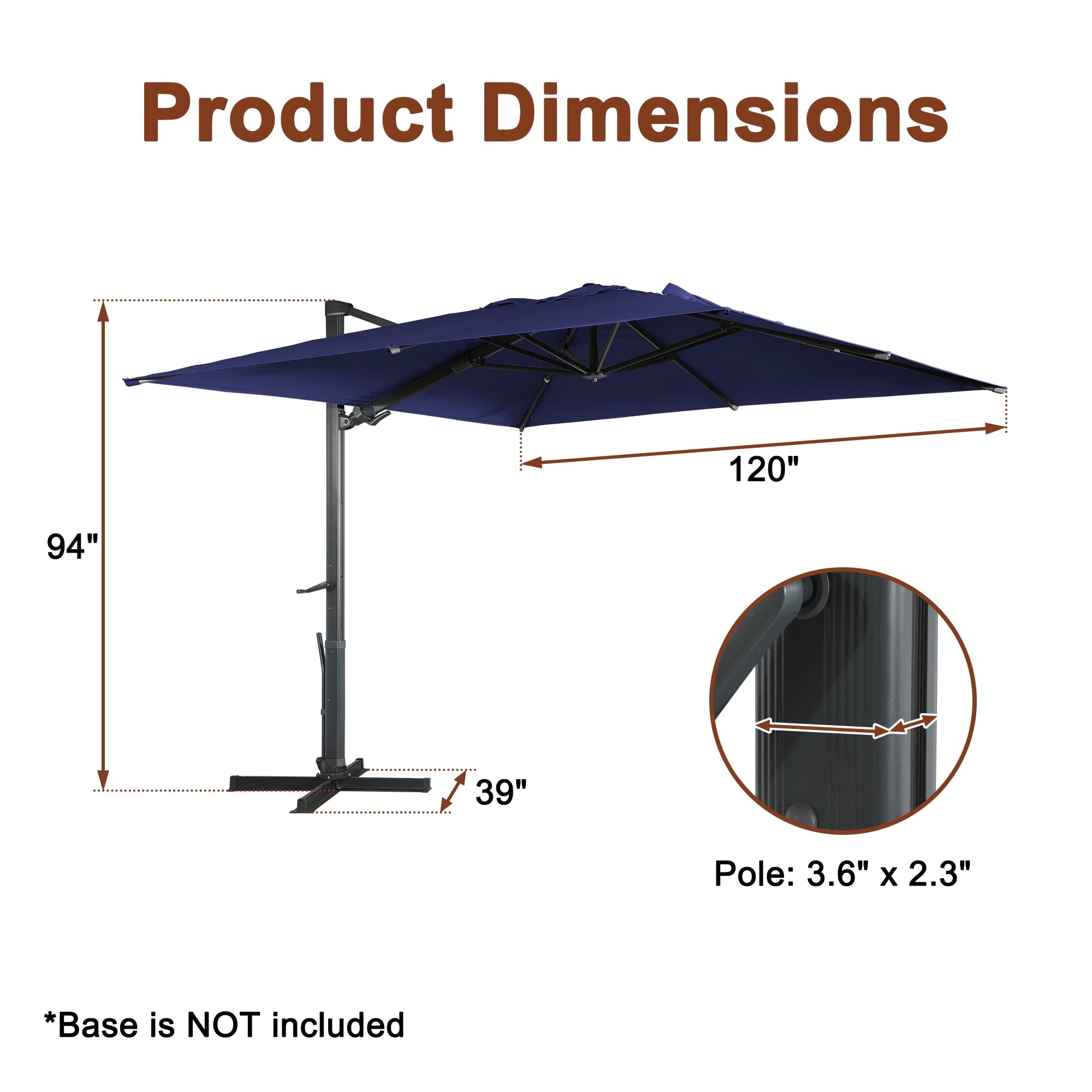Mondawe 10x10ft Patio Umbrella Outdoor Square Large Cantilever Windproof Offset and Heavy Duty Sun Umbrella for Garden Deck Pool, Red