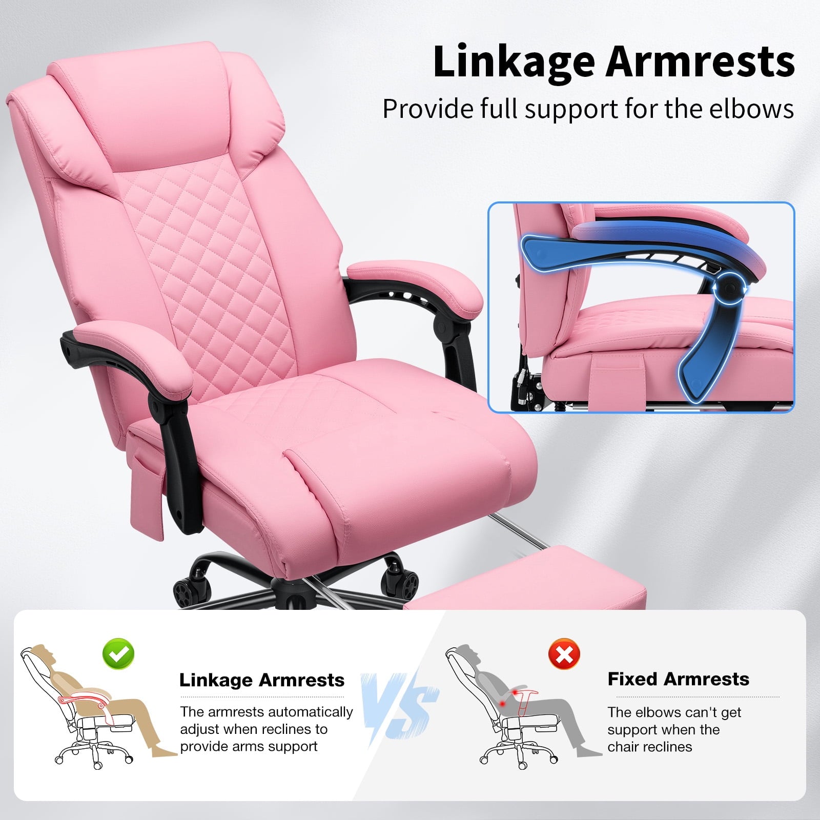 Hoffree Massage Office Chair 400LBS Executive Office Chair Massage and Footrest Big and Tall Office Chair with Heated Lumbar Support, Ergonomic Computer Desk Chair Reclining High Back Leather Office