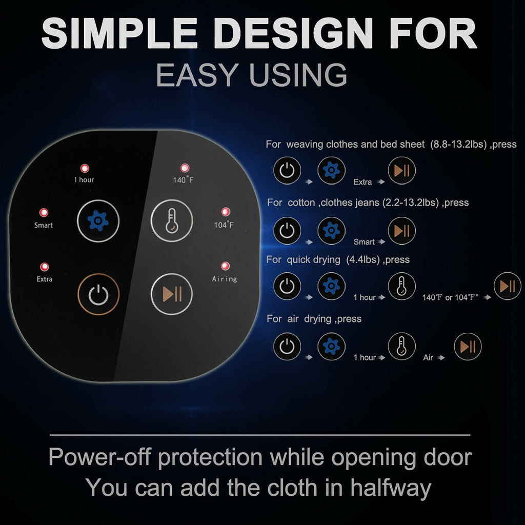 Costway 1700W Portable Clothes Dryer Electric Tumble Laundry Dryer Stainless Steel Tub 13.2 lbs /3.22 Cu.Ft