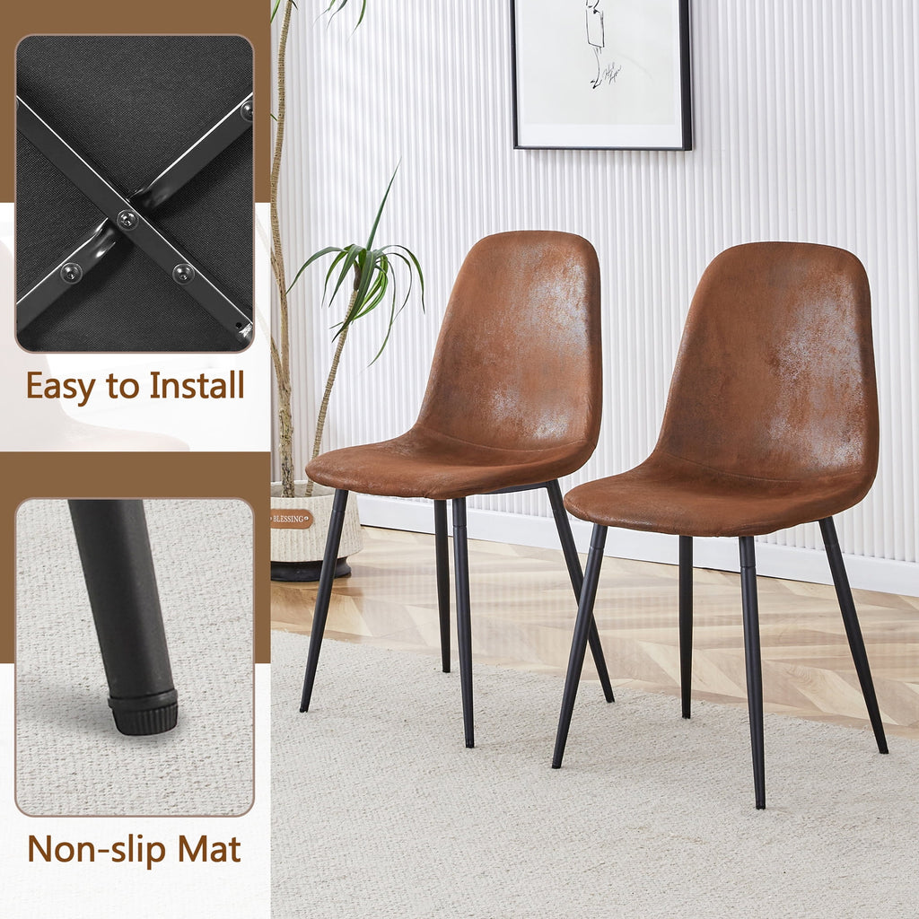 JUFU 55 Dining Table Set for 4, Modern Table and Chairs Set of 4, 5 Piece Dining Table Set Include Wooden Kitchen Table and 4 Faux Leather Chairs Ideal for Kitchen Dining Room Easy to Assemble