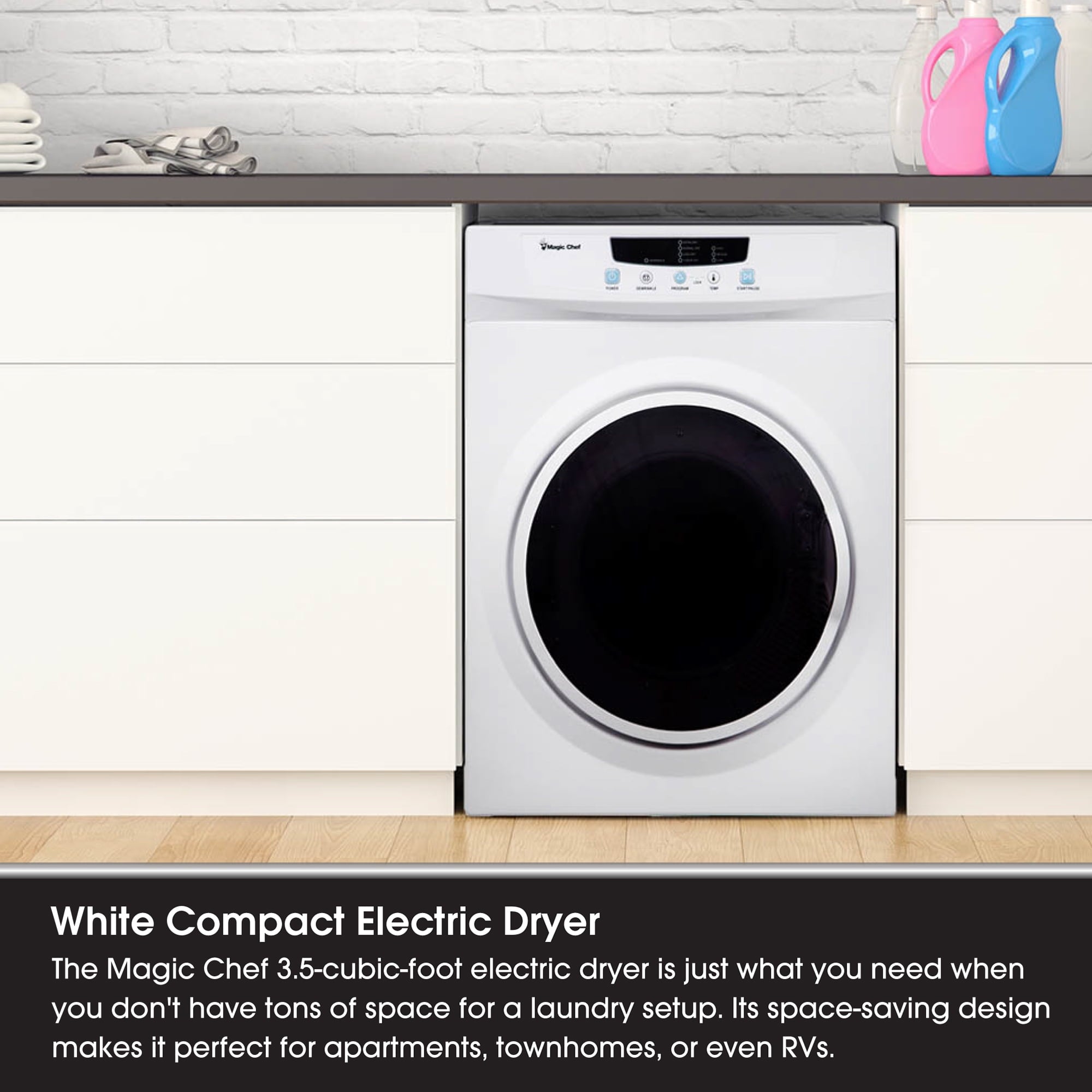 Magic Chef Compact 3.5 cu. ft. Electric Dryer in White in White