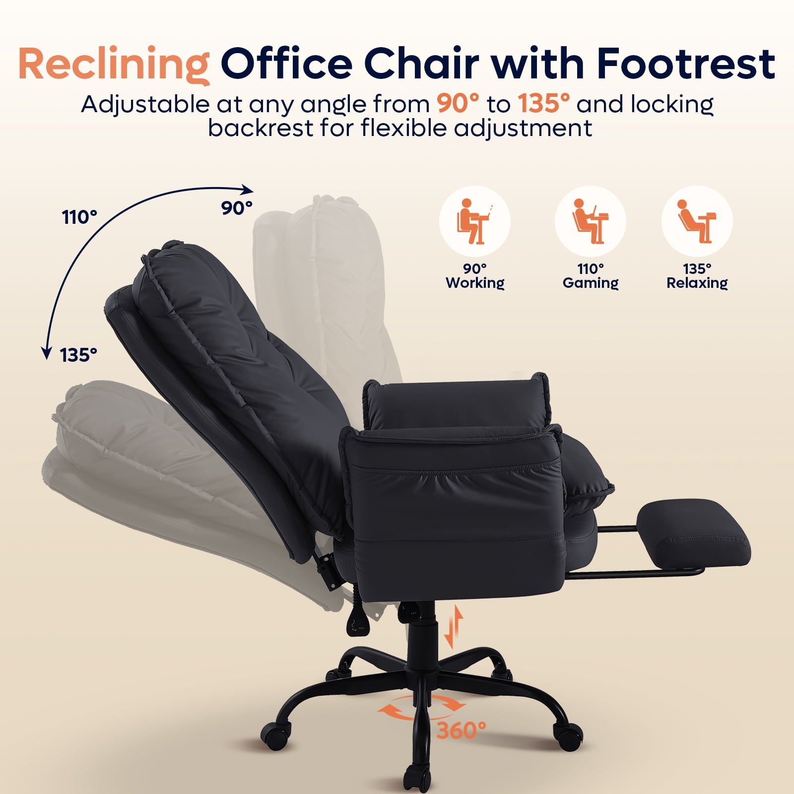 Bestier Big and Tall Executive Office Chair with Flip-up Arms for Adult, Wide Seat Ergonomic Computer Desk Chair,High Back Velvet Comfy Cross-Legged Office Chair with Footrest and Side Pockets, Black