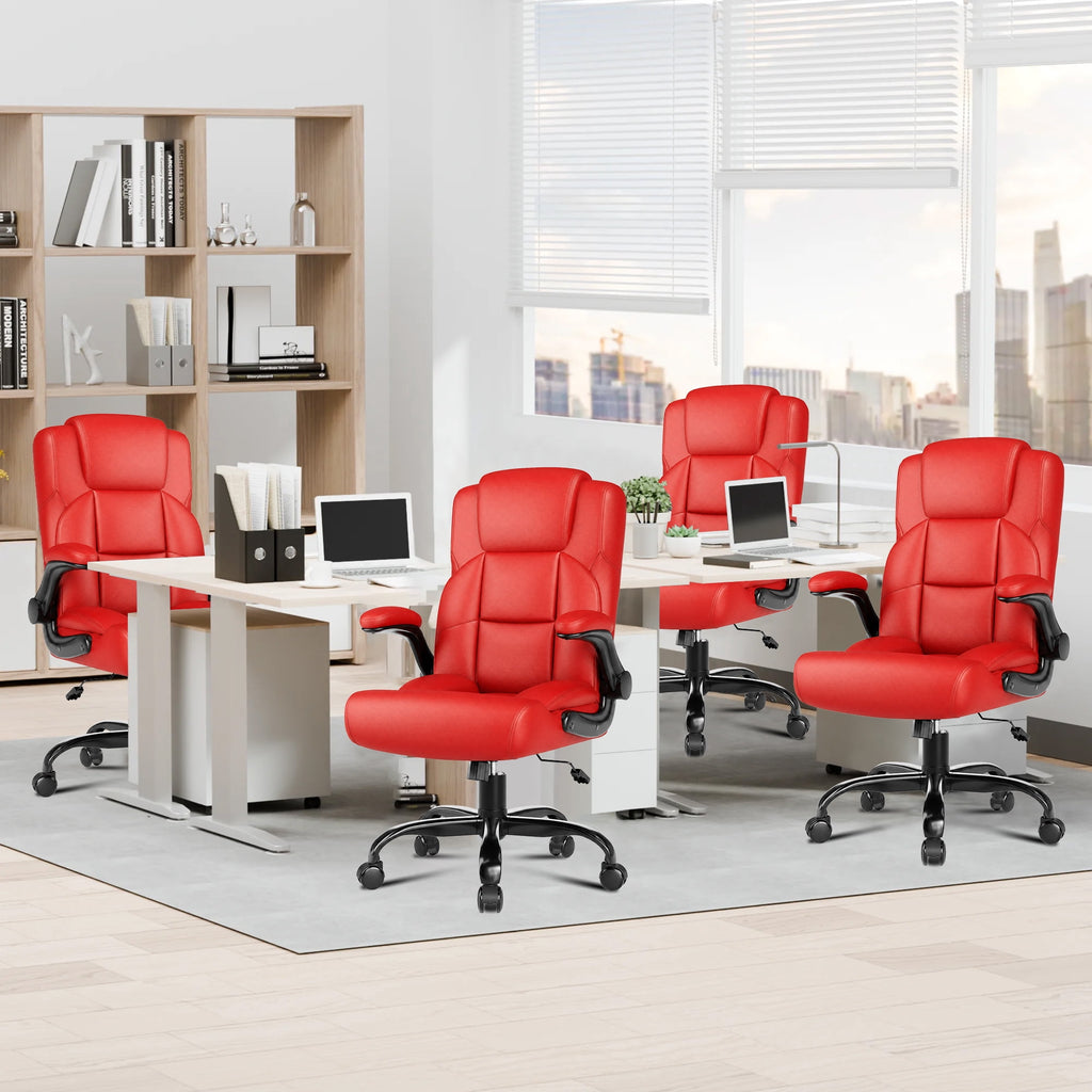 JONPONY Leather Office Chair, Big and Tall Office Chair 400LBS Wide Seat Ergonomic Computer Desk Chair High Back Executive Leather Chair Adjustable Task Chair Lumbar Back with 1-Year Warranty, Black