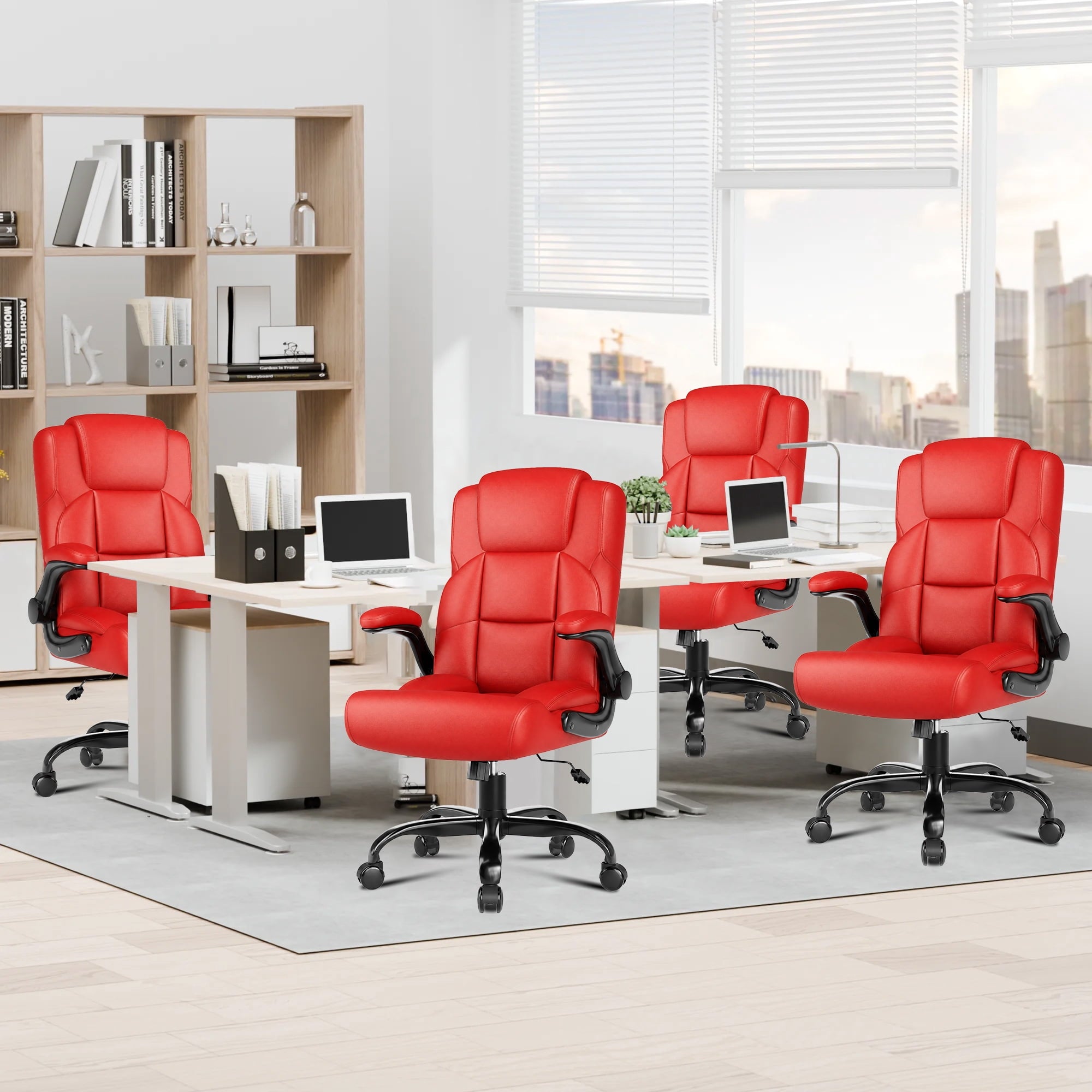 JONPONY Leather Office Chair, Big and Tall Office Chair 400LBS Wide Seat Ergonomic Computer Desk Chair High Back Executive Leather Chair Adjustable Task Chair Lumbar Back with 1-Year Warranty, Black
