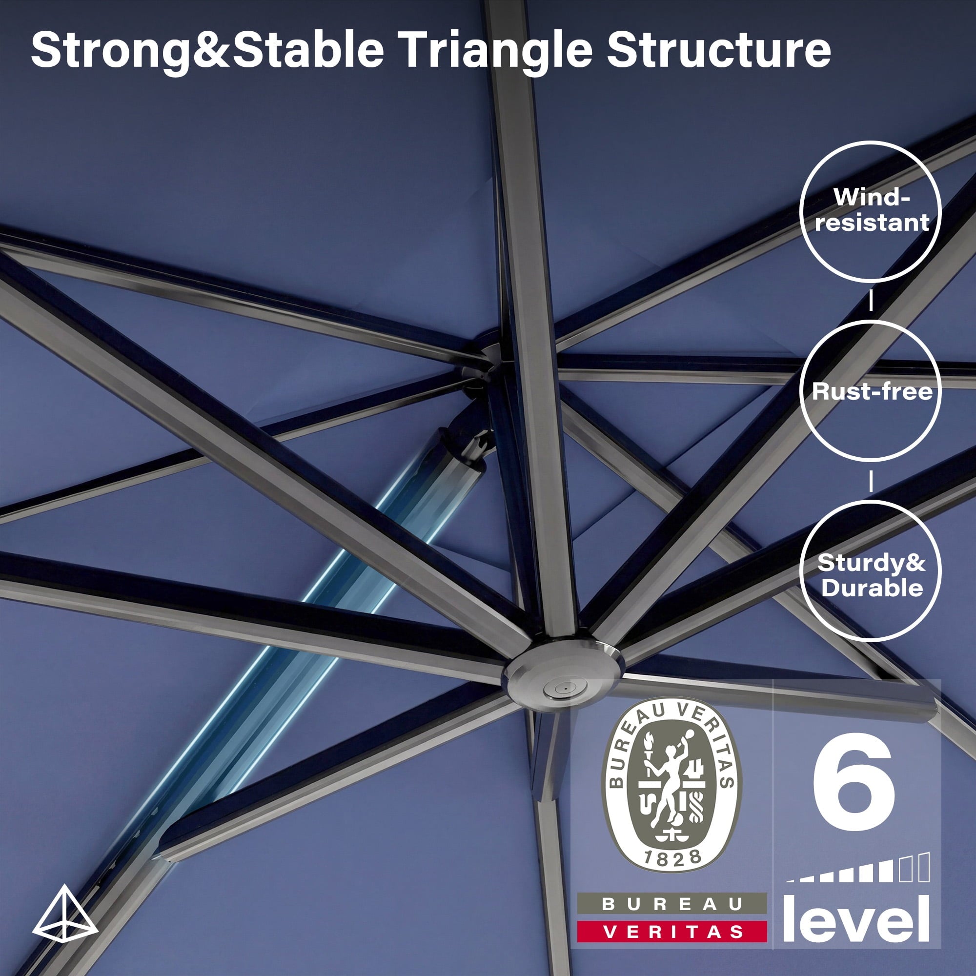 LAUSAINT HOME Outdoor Patio Umbrella, 10 Feet Large Cantilever Windproof Offset Umbrella with 360-degree Rotation for Backyard,Pool,Lawn,Deck,Gray