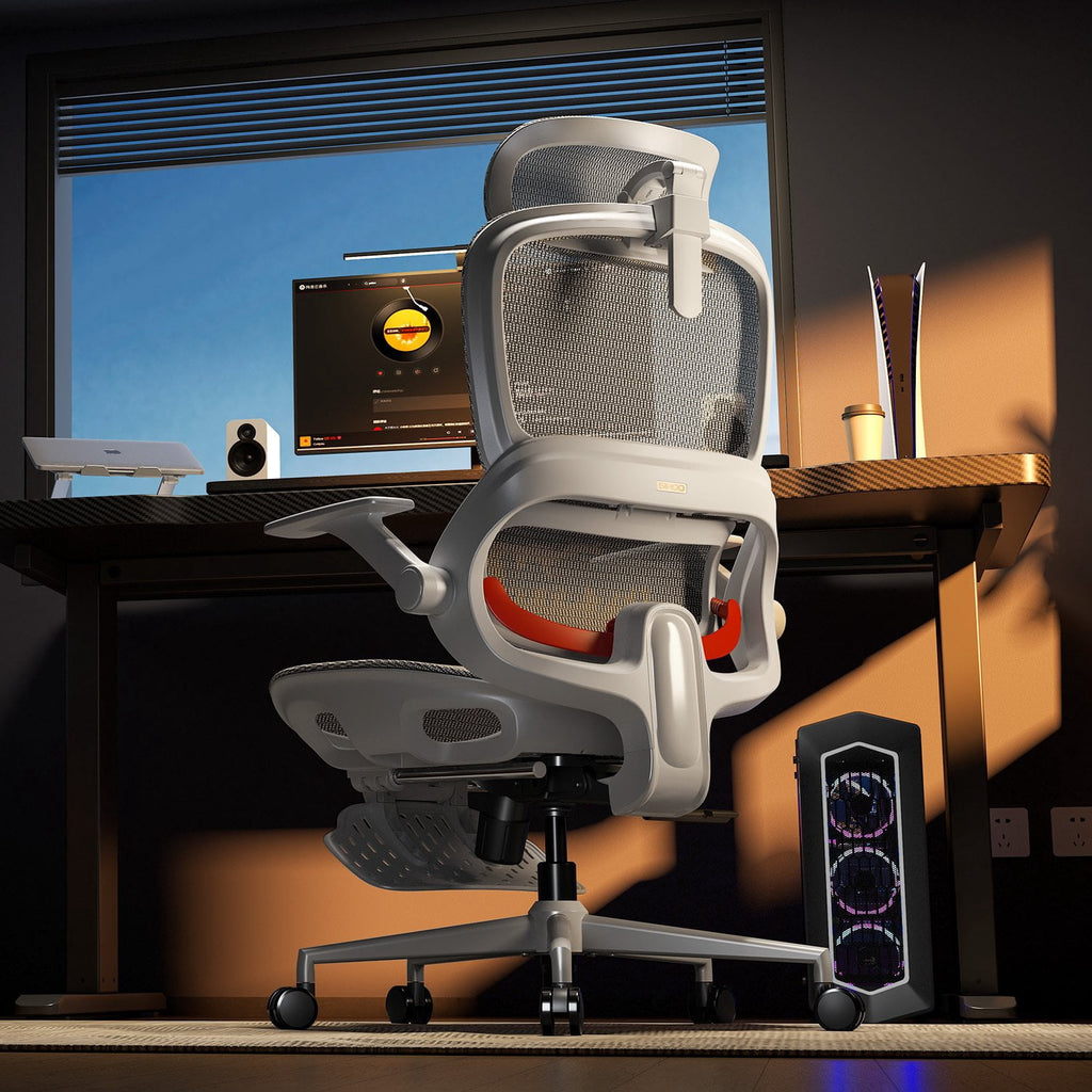 SIHOO B100 Ergonomic Office Chair with Footrest, Task Chair with Zoned Back Support, 2D Wide Headrest Study Chair for Teenager, High Back Executive Chair for Home Office, Black, 300lbs