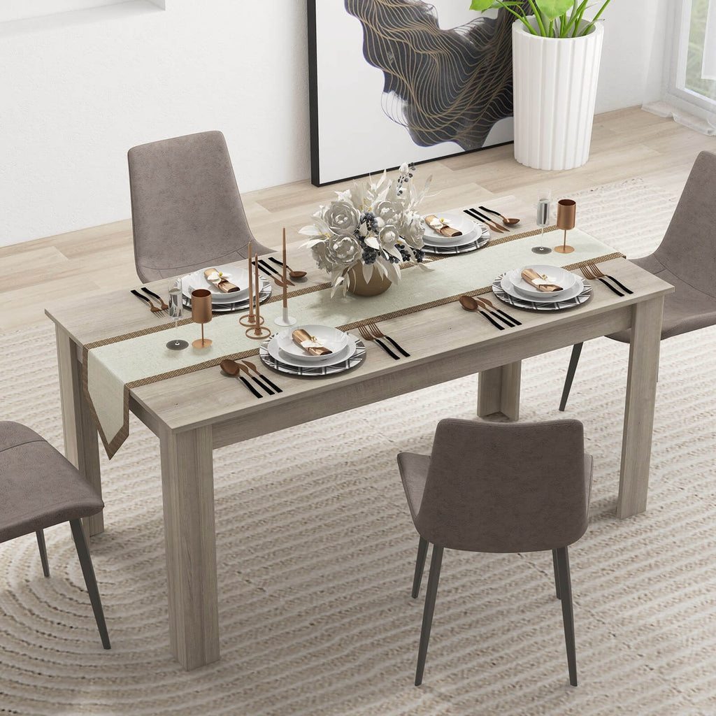 Costway 63 Dining Table Rectangular Modern Kitchen Table For 6 People Home Furniture Gray