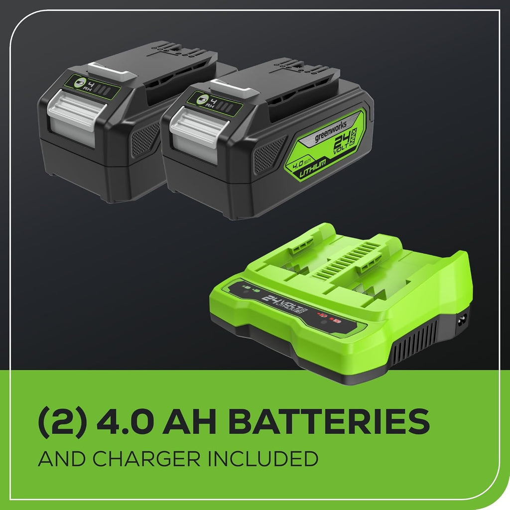 Greenworks 48V (24V x 2) 17 Brushless Cordless Push Lawn Mower, Includes (2) 4.0Ah Batteries and Dual Port Rapid Charger (200+ Compatible Tools, 45-Min Runtime)