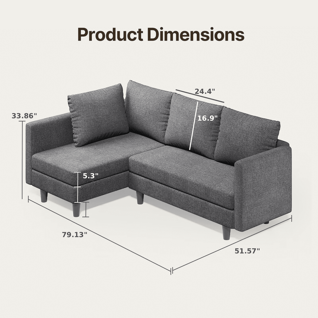 Comfortable Sofa Couch, Lofka L Shaped Foam Couch for Office, Living Room, Green