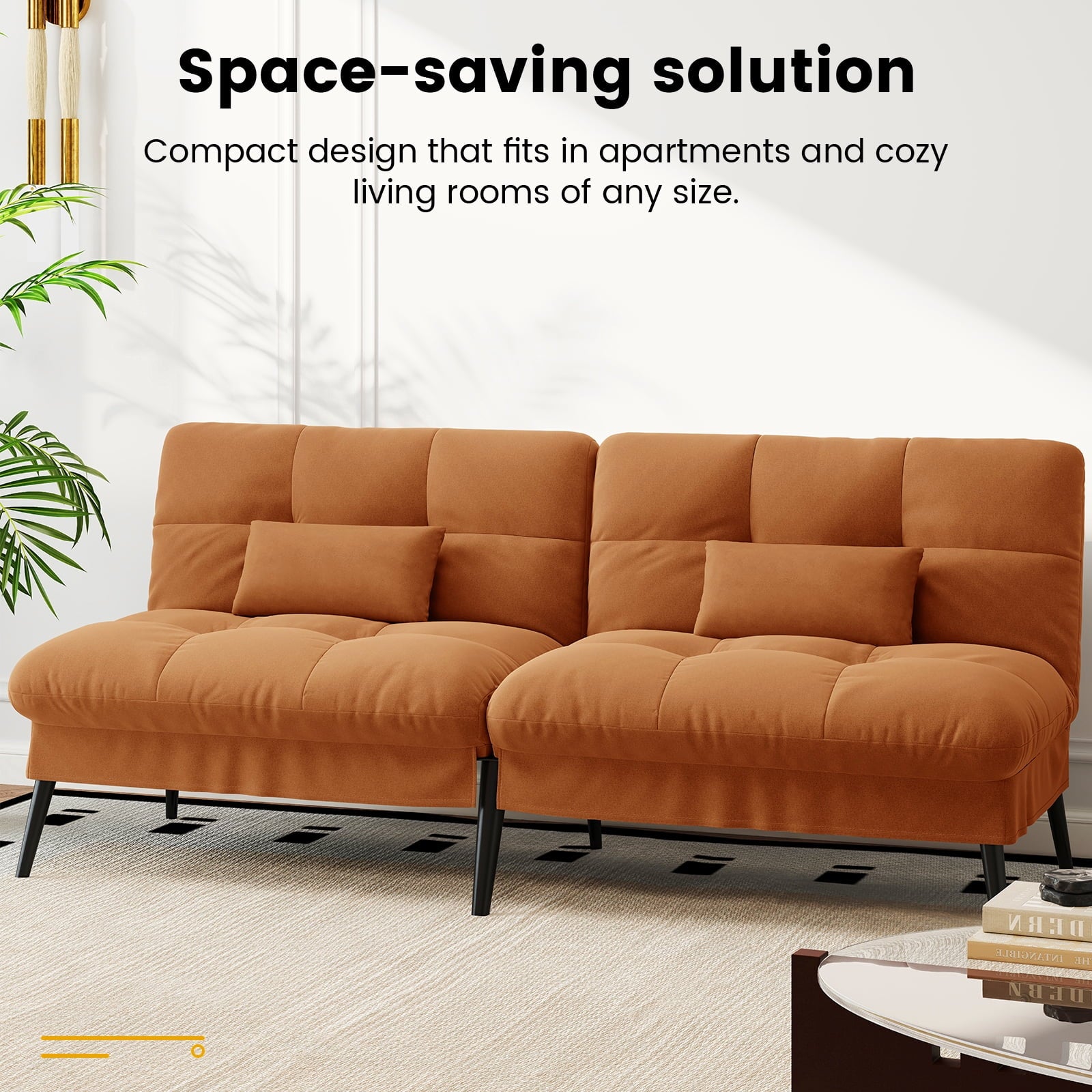 CloudRest Pro 72 Modern Convertible Futon Sofa Bed, Upholstered Futon Couch with 5 Adjustable Backrest Angles,Suitable for Apartment,Living Room,Black