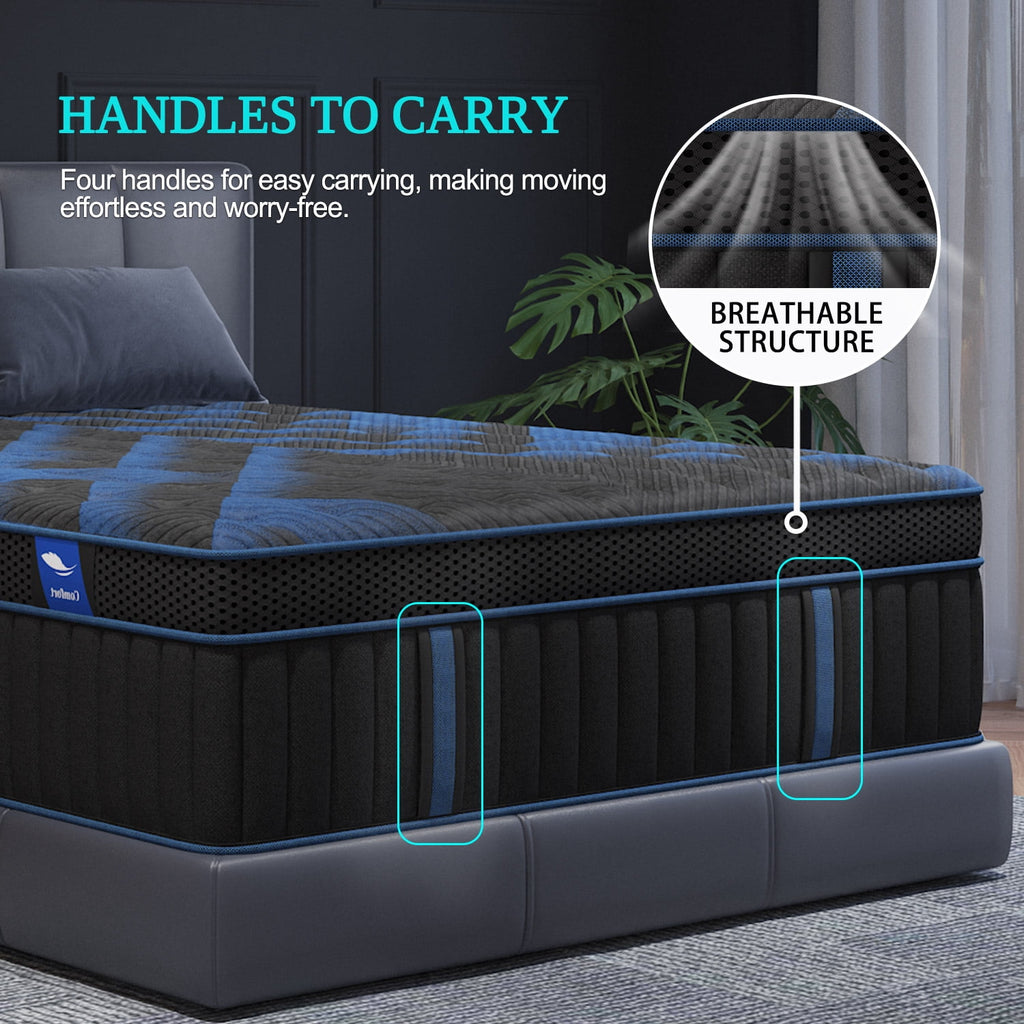 COLETEX Full Size Mattress 12inch Hybrid Mattress in a Box Medium Firm with Gel Memory Foam Pocket Spring for Pressure Relief,Adult,Black