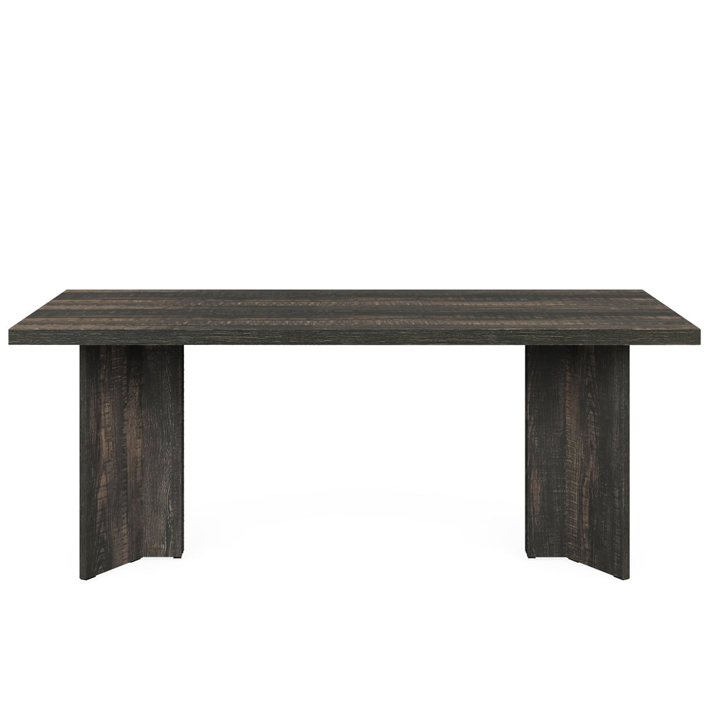 Fnova 63 Rectangular Modern Dining Table, Wooden Modern Kitchen Table for 6 People for Dining Room, Warm Brown (Chairs Not Included)