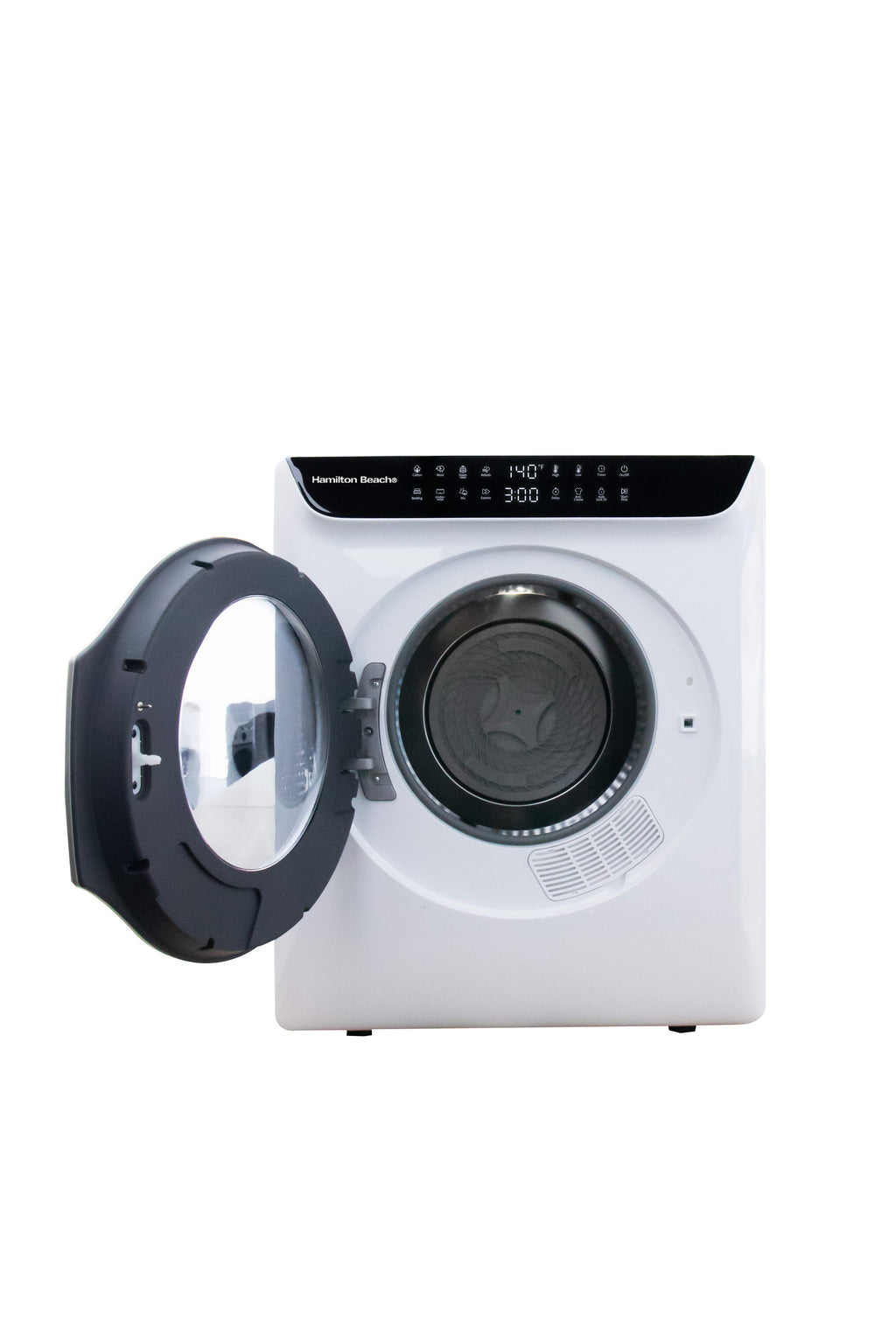 Hamilton Beach 13 lbs. Compact Tumble Dryer with Touchscreen Controls, 8 Drying Modes, Delay Start, Adjustable Heat Levels, Child Lock, Air-Vented Port, White