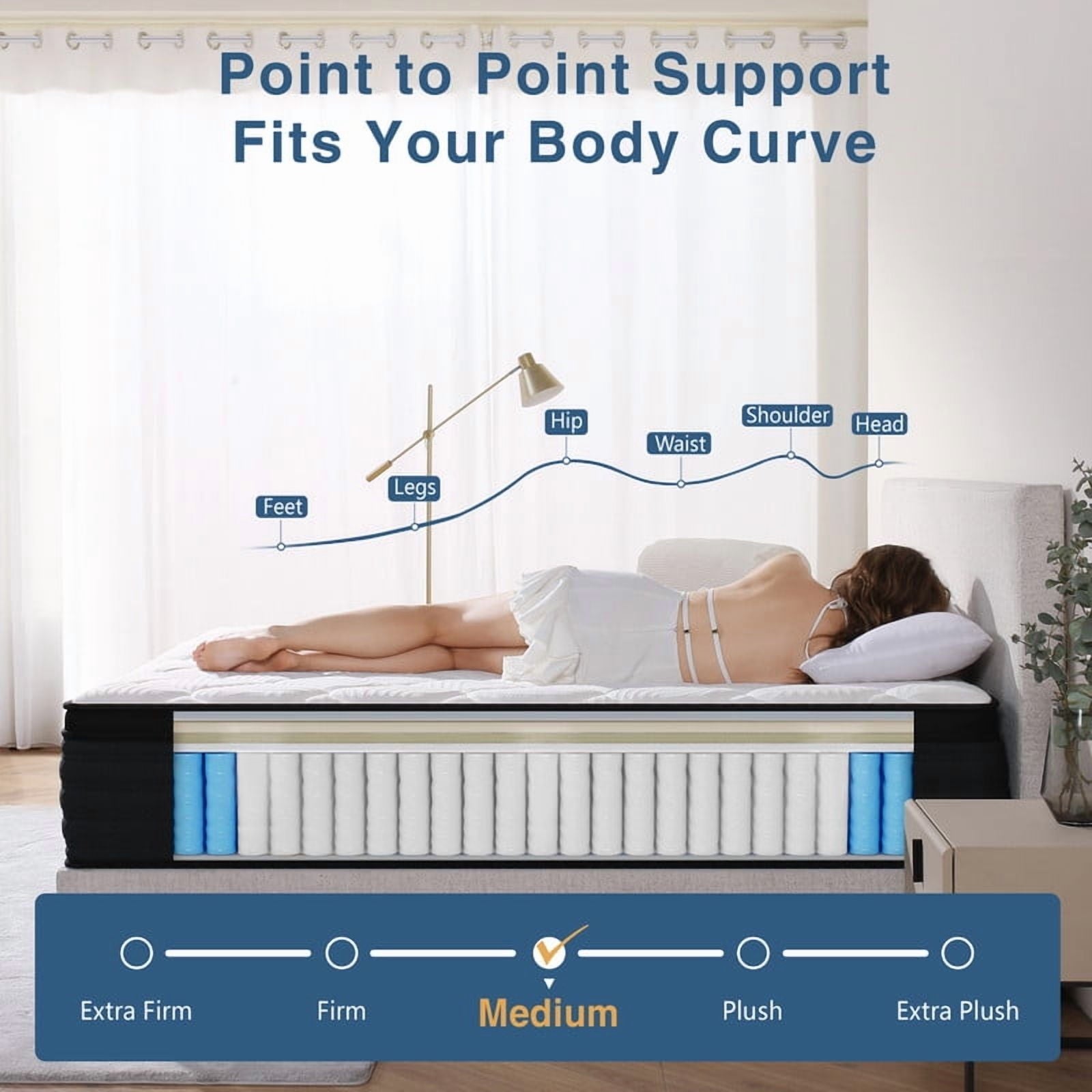 DEHIJU Queen Size Mattress, 12 Inch Hybrid Memory Foam Queen Mattress in a Box, Pressure Relief, Medium Firm, CertiPUR-US