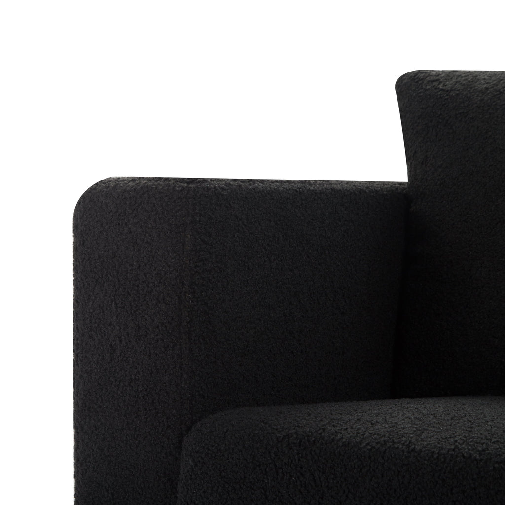 Gewnee 86.6 Modern Sofa Couch,Teddy Velvet 3 Seaters Comfy Couch with Deep Seat for Living Room,2 Pillows,Beige