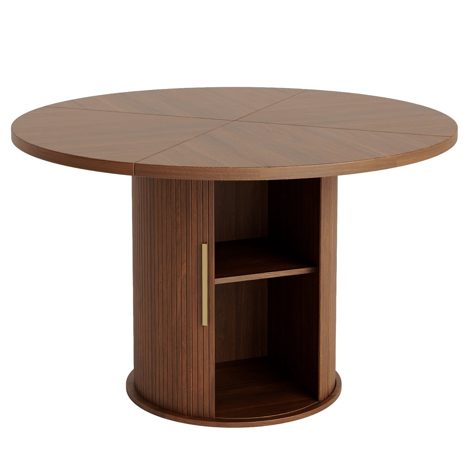 Ktaxon Mid-Century Round Dining Table for 4, 47 Modern Dining Room Table with 2-Tier Storage for Kitchen, Dining Room, Home, Oak